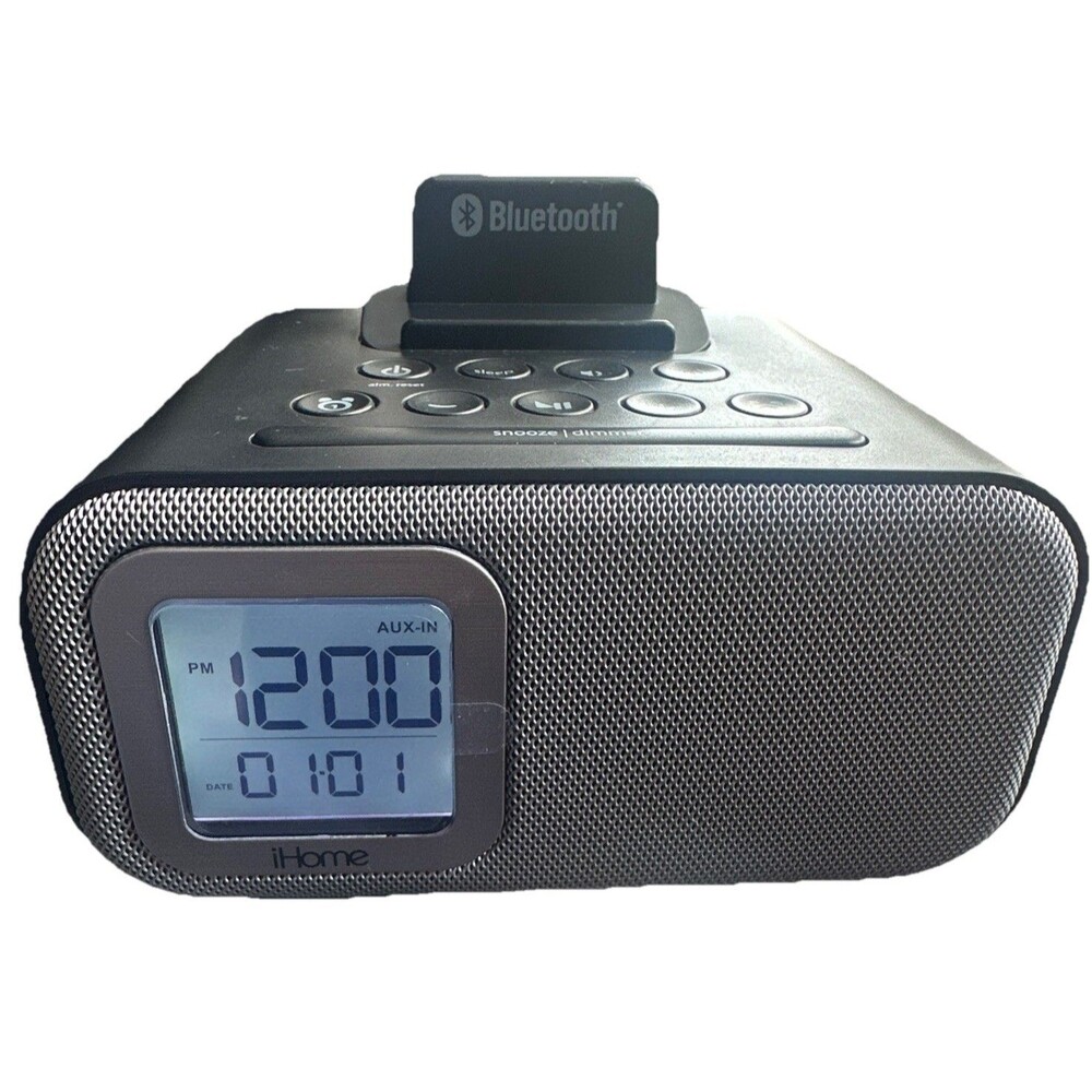 iHome iBT22 Bluetooth Alarm Clock Radio Speaker USB Charging Dock Tested